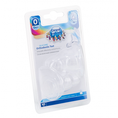 CANPOL BABIES SILICONE ORTHODONTIC TEAT 0M+ 2 PSC CAT.NO. 18/124